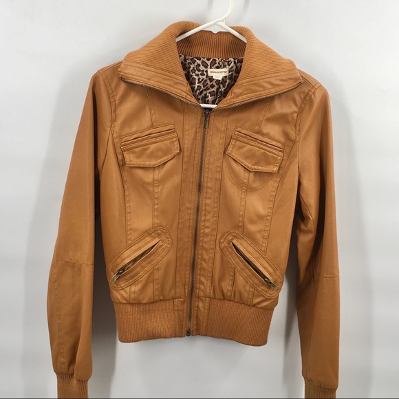 Zenana Tan PUb Leather Jacket Leopard Line… - Picture 3 of 8